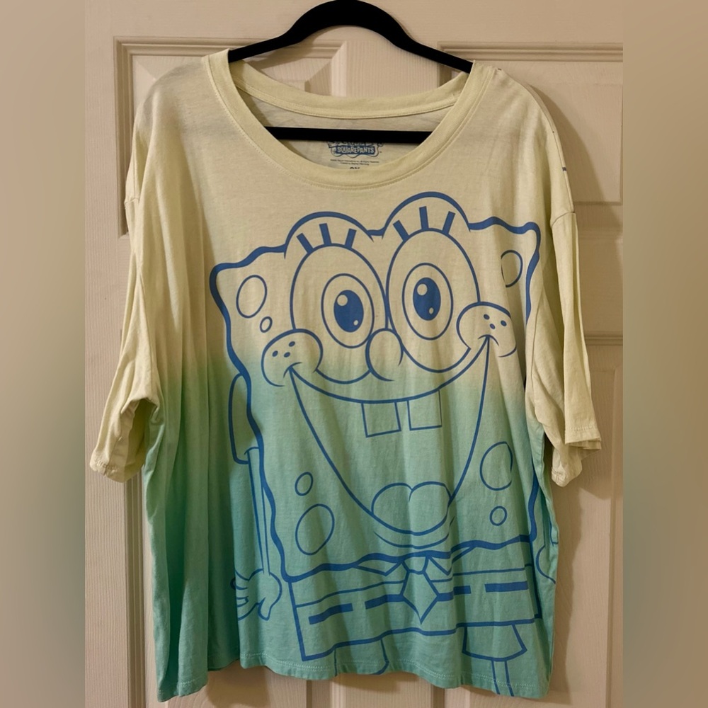 3/$15 EUC YELLOW BLUE SPONGEBOB SQUAREPANTS GRAPHIC TEE NOSTALGIA 90S Y2K CASUAL